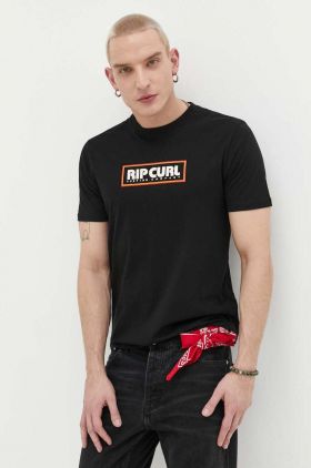 Rip Curl tricou din bumbac culoarea negru, cu imprimeu