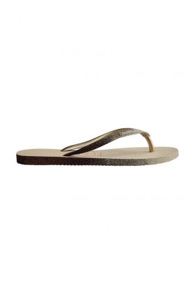 Havaianas slapi SLIM SPARKLE II femei, culoarea bej, cu toc plat, 4146093.0154