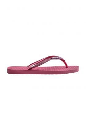 Havaianas slapi SQUARE GLITTER femei, culoarea roz, cu toc plat, 4148102.1750