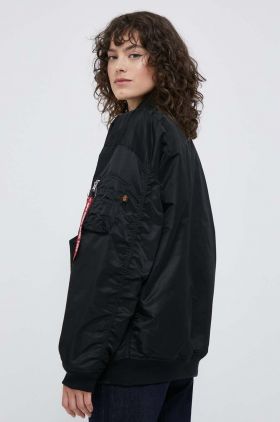 Alpha Industries geacă bomber MA-1 CORE WMN femei, culoarea negru, de iarnă, oversize 108010.03-Black