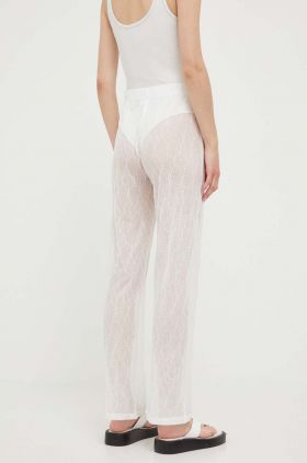 Résumé pantaloni Rayanna femei, culoarea alb, drept, high waist