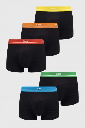 BOSS boxeri 5-pack bărbați, culoarea negru 50489616