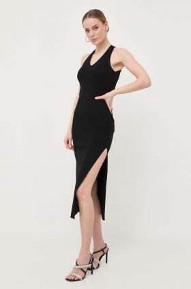 Marella rochie culoarea negru, midi, mulata