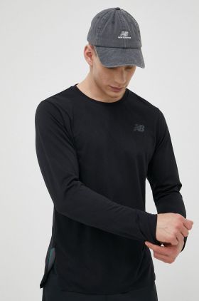 New Balance longsleeve pentru alergare Q Speed culoarea negru, neted