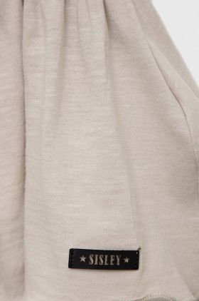 Sisley bluza din bumbac culoarea gri, neted