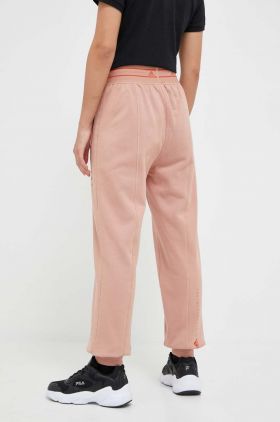 adidas by Stella McCartney pantaloni de trening din bumbac culoarea portocaliu, cu imprimeu