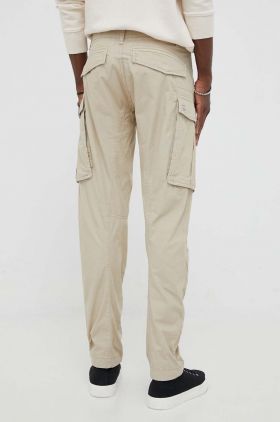 G-Star Raw pantaloni de bumbac culoarea bej, drept