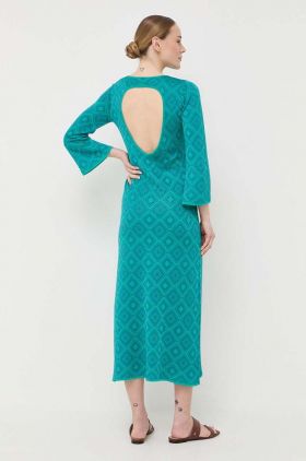 Luisa Spagnoli rochie Copenaghen culoarea turcoaz, midi, drept