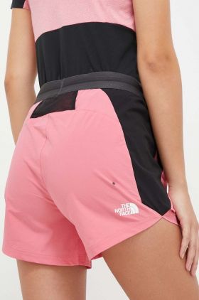 The North Face pantaloni scurți outdoor Atlethic Outdoor culoarea roz, modelator, medium waist