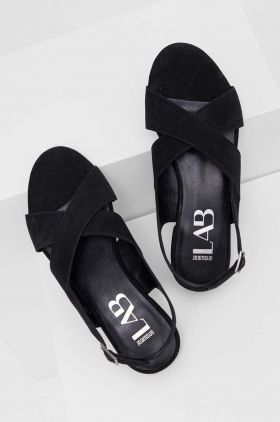 Answear Lab sandale din piele intoarsa femei, culoarea negru