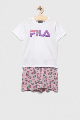 Fila pijamale de bumbac pentru copii culoarea alb, modelator