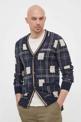 Lyle & Scott cardigan din bumbac culoarea albastru marin