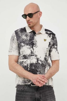 Lyle & Scott polo de bumbac culoarea bej, modelator