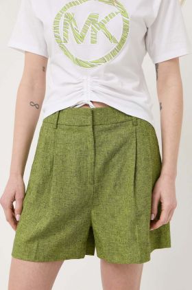 MICHAEL Michael Kors pantaloni scurti din in culoarea verde, modelator, high waist