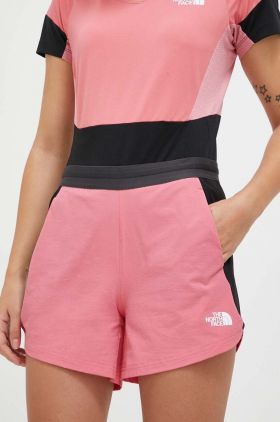 The North Face pantaloni scurți outdoor Atlethic Outdoor culoarea roz, modelator, medium waist