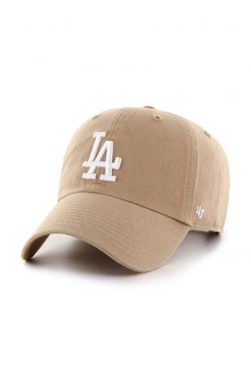 47brand șapcă de baseball din bumbac MLB Los Angeles Dodgers culoarea bej, cu imprimeu  B-NLRGW12GWS-KHA