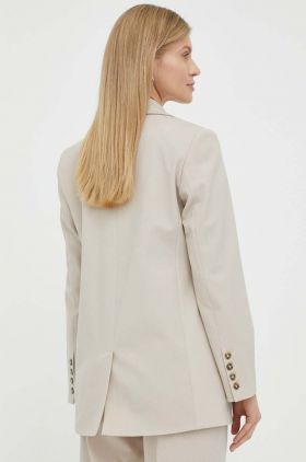 Herskind sacou din lana Lilith Blazer culoarea bej, cu doua randuri de nasturi, neted