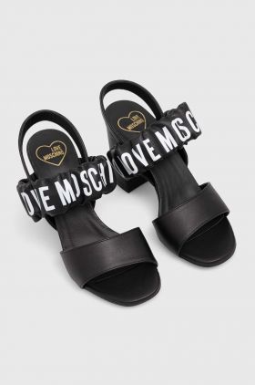 Love Moschino sandale de piele culoarea negru, JA16358G0GIE0000