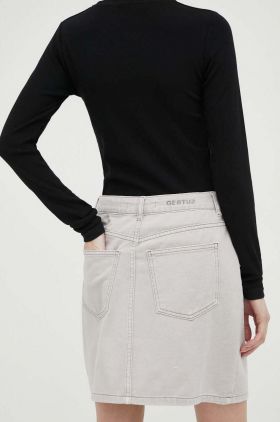 Gestuz fusta jeans culoarea gri, mini, drept