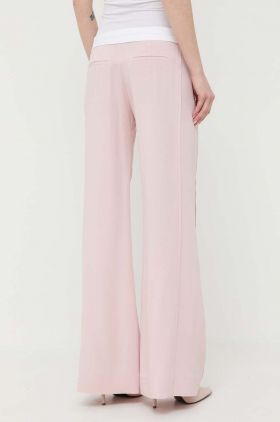 Victoria Beckham pantaloni femei, culoarea roz, lat, medium waist