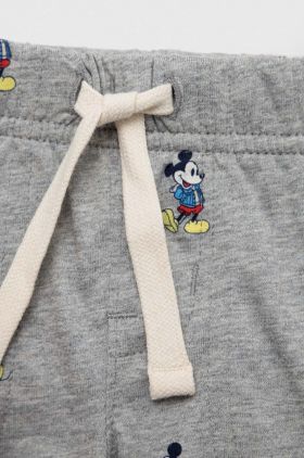 GAP pantaloni scurți din bumbac pentru bebeluși x Disney culoarea gri, modelator, talie reglabila