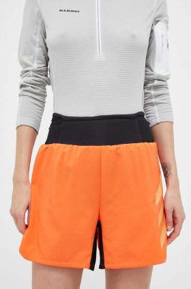 adidas TERREX pantaloni scurti sport Agravic femei, culoarea portocaliu, cu imprimeu, high waist