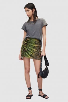 AllSaints fusta culoarea verde, mini, drept