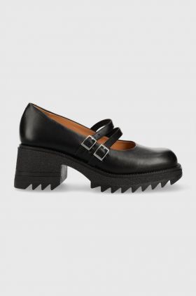 Charles Footwear pantofi de piele Kiara Mary Jane culoarea negru, cu platforma, Kiara.Mary.Jane.Loafer