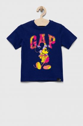 GAP tricou de bumbac pentru copii x Disney culoarea albastru marin, cu imprimeu