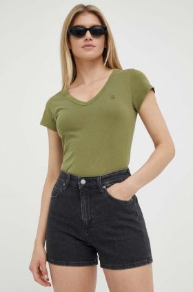 Lee pantaloni scurti jeans Carol femei, culoarea negru, neted, high waist