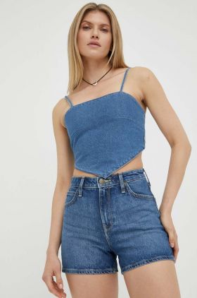 Lee pantaloni scurti jeans Carol femei, neted, high waist