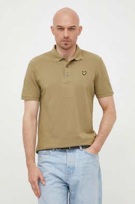 Lyle & Scott polo de bumbac culoarea verde, neted