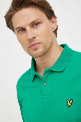 Lyle & Scott polo de bumbac culoarea verde, neted