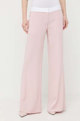 Victoria Beckham pantaloni femei, culoarea roz, lat, medium waist