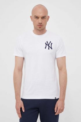 47brand tricou din bumbac MLB New York Yankees culoarea alb, cu imprimeu