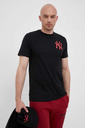 47brand tricou din bumbac MLB New York Yankees culoarea negru, cu imprimeu