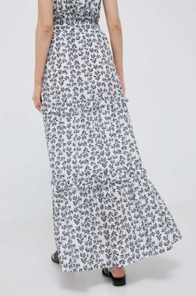 Pepe Jeans fusta culoarea alb, maxi, evazati