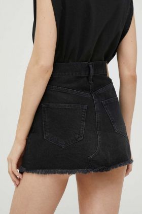 Sisley fusta jeans culoarea negru, mini, drept