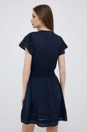 Pepe Jeans rochie din bumbac Poete culoarea albastru marin, mini, evazati