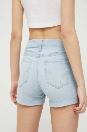 Hollister Co. pantaloni scurti jeans CURVY JEANS femei, neted, high waist