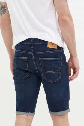 Hollister Co. pantaloni scurti jeans barbati, culoarea albastru marin