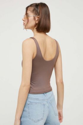 Abercrombie & Fitch top femei, culoarea maro