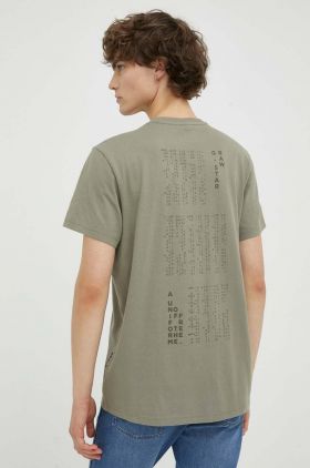 G-Star Raw tricou din bumbac culoarea verde, cu imprimeu