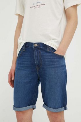 Lee pantaloni scurti jeans barbati, culoarea albastru marin