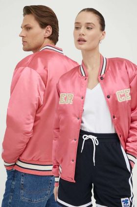 Mercer Amsterdam geaca bomber culoarea roz, de iarna