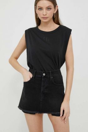 Sisley fusta jeans culoarea negru, mini, drept