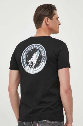 Alpha Industries tricou din bumbac Space Shuttle T culoarea negru, cu imprimeu 176507.03-Black