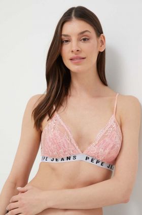 Pepe Jeans sutien culoarea roz, dantela, neted