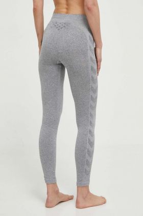 Hummel jambiere de yoga culoarea gri, cu imprimeu, 210496