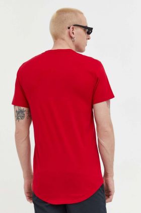 Hollister Co. tricou din bumbac culoarea rosu, neted